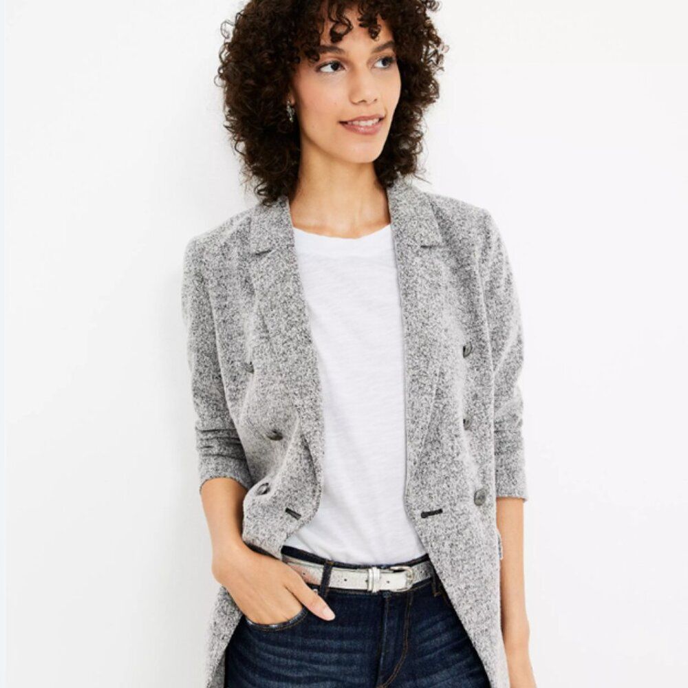LOFT‎ Textured Knit Double-Breasted Blazer – Size 10 - NWT